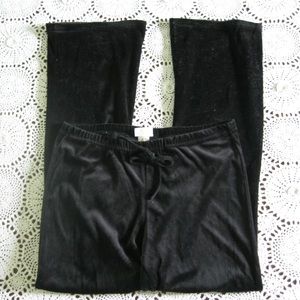 Vintage Velour Black Lounge Pants Elastic Waist